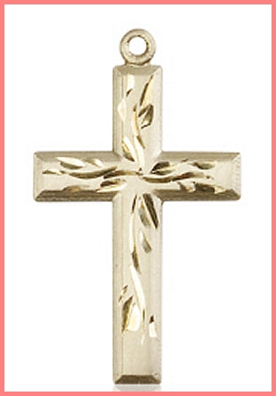 1-1/8" Cross, Solid 14kt Gold, Free Chain, # 48230