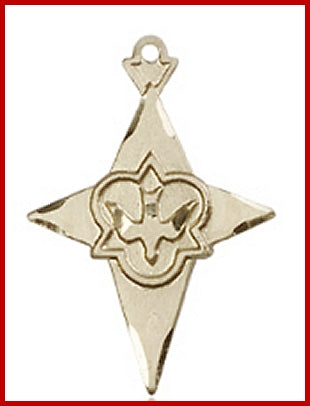 3/4" Holy Spirit Star Cross, Solid 18kt Gold, Free Chain, # 48243