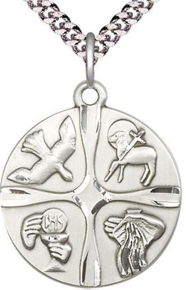 Christian Life Medal in Fine Pewter, 15/16", Your Choice of Chain, # 4830