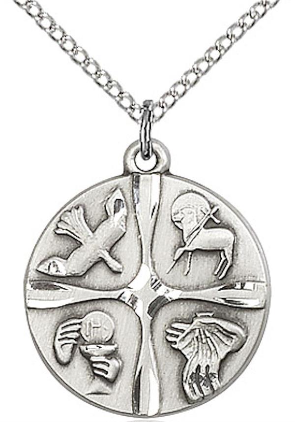 Christian Life Medal in Fine Pewter, 3/4", Your Choice of Chain, # 4831