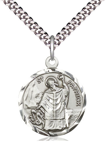 St. Patrick Celtic Medal in Fine Pewter, 3/4" Your choice of chain, # 4843