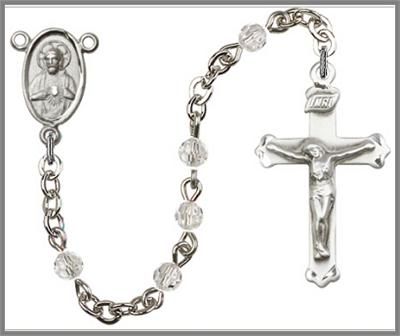 Silver Plate 4mm Swarovski Rosary, Crystal, # 48440