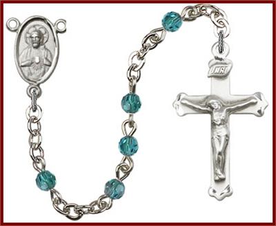 Silver Plate 4mm Swarovski Rosary, Zircon, # 48450