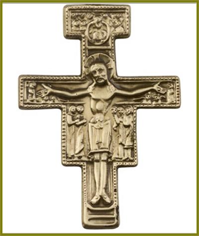 Visor Clip, Bronze Oxide Finish, San Damiano Cross, 1-7/8" tall, 4849