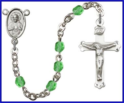 Silver Plate 4mm Fire Polished Rosary, Peridot, # 48501
