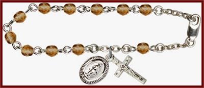 Silver Plate 4mm Fire Polished Rosary Bracelet, 6-1/2", Colorado Topaz, # 48507
