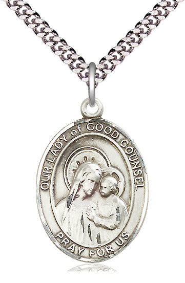 Our Lady of Good Counsel Medal in Fine Pewter, 1" tall, Your Choice of Chain, # 4856