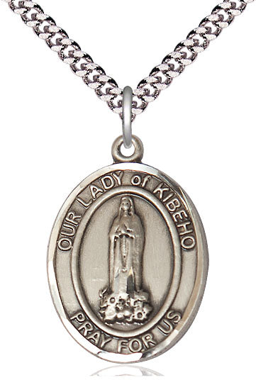 Our Lady of Kibeho Medal in Fine Pewter, 1" tall, Your Choice of Chain, # 4861