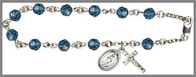 Silver Plate 6mm Swarovski Bead Rosary Bracelet, Indocolite, # 48618