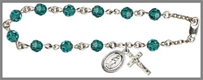 Silver Plate 6mm Swarovski Bead Rosary Bracelet, Zircon, # 48632