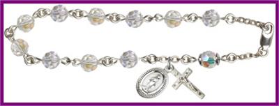 Silver Plate 6mm Swarovski, Austrian Tin Cut AB Rosary Bracelet, Crystal, # 48657
