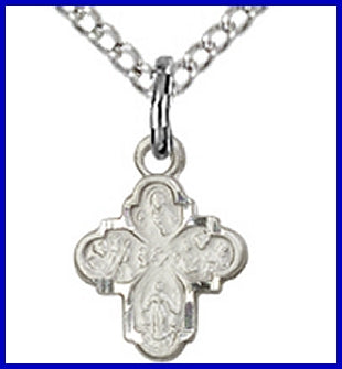 3/8" Sterling Silver 4-Way Medal, your choice of chain, # 48710