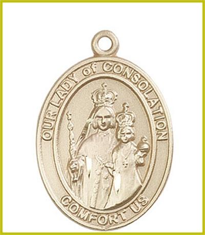 Our Lady of Consolation Medal, Solid 14kt Gold, 1"x3/4", Free Chain, # 48744