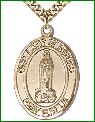 Our Lady of Kibeho Medal, 14kt Gold Filled, 1"x3/4", your choice of chain, # 48772