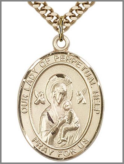 Our Lady of Perpetual Help Medal, 14kt Gold Filled, 1"x3/4", Your Choice of Chain, # 48811