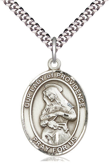 Our Lady of Providence Medal in Fine Pewter, 1" tall, Your Choice of Chain, # 4882