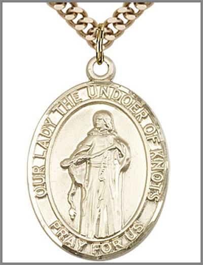 Our Lady Undoer of Knots Medal, 14kt Gold Filled, 1"x3/4", Your Choice of Chain, # 48847