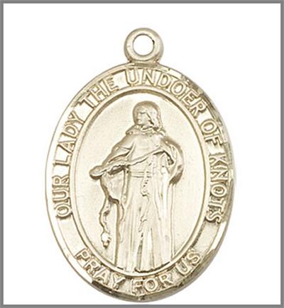 Our Lady Undoer of Knots Medal, Solid 14kt Gold, 1"x3/4", Free Chain, # 48848