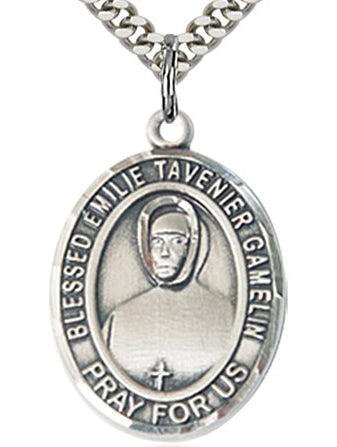 Blessed Emilie Gamelin Medal, Sterling Silver, 1"x3/4", Your Choice of Chain, # 48856