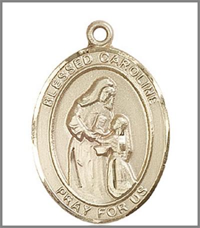 Blessed Caroline Gerhardinger Medal, Solid 14kt Gold, 1"x3/4", Free Chain, # 48859