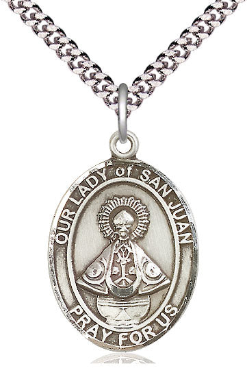 Our Lady of San Juan Medal in Fine Pewter, 1" tall, Your Choice of Chain, # 4886