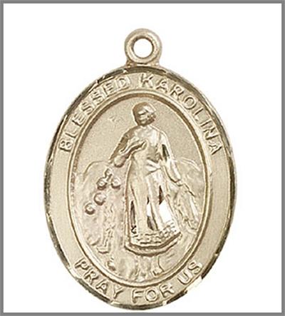 Blessed Karolina Kozkowna Medal, Solid 18kt Gold, 1"x3/4", Free Chain, # 48867
