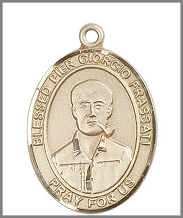 Blessed Blessed Pier Giorgio Frassati Medal, Solid 14kt Gold, 1"x3/4", Free Chain, # 48873