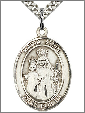 Maria Stein Medal, Sterling Silver, 1"x3/4", 24" Silver-Tone Chain, # 48902