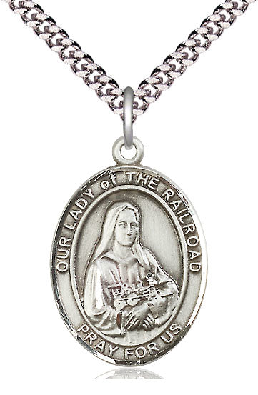 Our Lady of the Railroad Medal in Fine Pewter, 1" tall, Your Choice of Chain, # 4891
