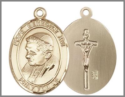 Pope Benedict XVI Medal, 1", Solid 18kt Gold, Free Chain, # 48911