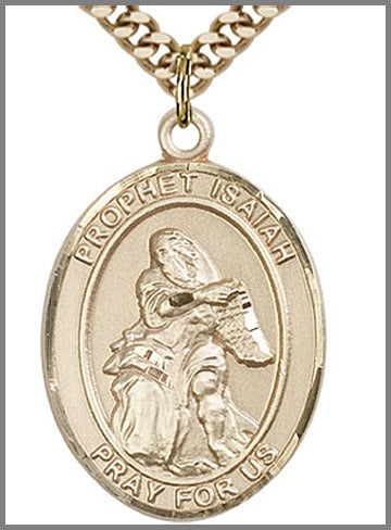 Prophet Isaiah Medal, 14kt Gold Filled, 1"x3/4",  24" Gold Plated Chain, # 48916
