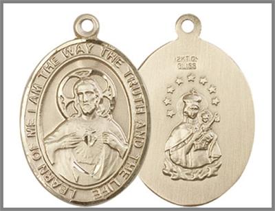 Scapular Medal 1" Solid 14kt Gold, Free Chain, # 48921