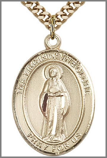 Virgin of the Globe Medal, 14kt Gold Filled, 1"x3/4",  Your Choice of Chain, # 48924