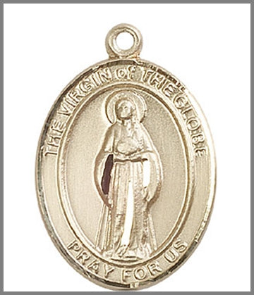 Virgin of the Globe Medal, Solid 18kt Gold, 1"x3/4", Free Chain, # 48926