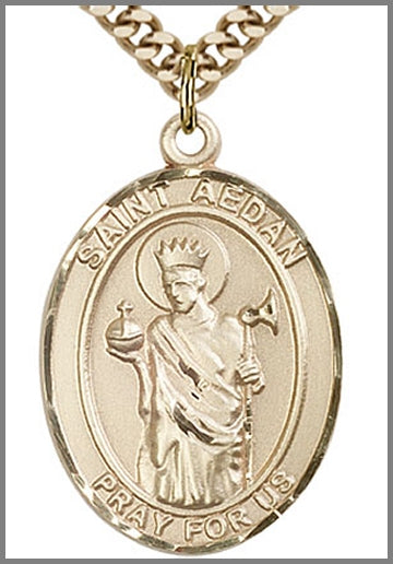 St. Aedan of Ferns Medal, 14kt Gold Filled, 1"x3/4",  Your Choice of Chain, # 48934