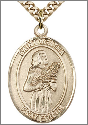 St. Agatha Medal, 14kt Gold Filled, 1"x3/4",  Your Choice of Chain, # 48937
