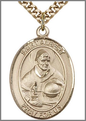 St. Albert the Great Medal, 14kt Gold Filled, 1"x3/4",  Your Choice of Chain, # 48947