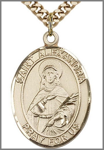 St. Alexandra Medal, 14kt Gold Filled, 1"x3/4",  Your Choice of Chain, # 48953