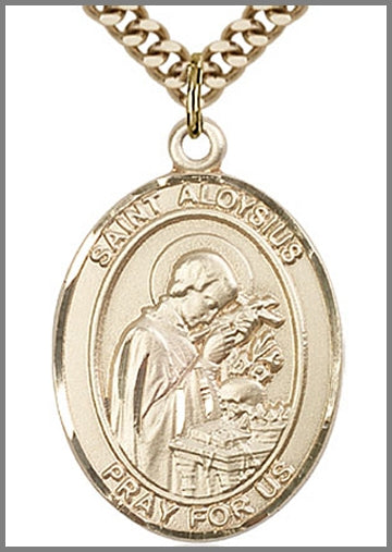 St. Aloysius Gonzaga Medal, 14kt Gold Filled, 1"x3/4",  Your Choice of Chain, # 48960