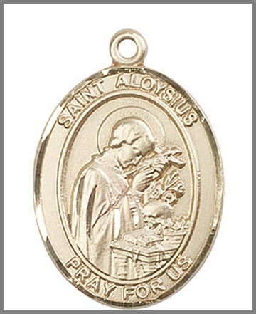 St. Aloysius Gonzaga Medal, Solid 14kt Gold, 1"x3/4", Free Chain, # 48961