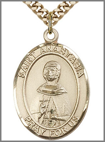 St. Anastasia Medal, 14kt Gold Filled, 1"x3/4",  Your Choice of Chain, # 48972