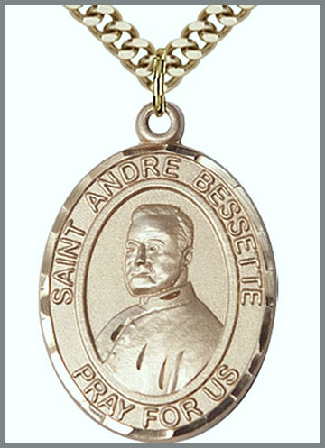 St. Andre Bessette Medal, 14kt Gold Filled, 1"x3/4",  Your Choice of Chain, # 48976