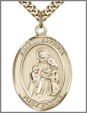 St. Angela Merici Medal, 14kt Gold Filled, 1"x3/4",  Your Choice of Chain, # 48987