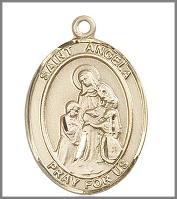 St. Angela Merici Medal, Solid 14kt Gold, 1"x3/4", Free Chain, # 48988