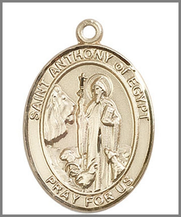 St. Anthony of Egypt Medal, Solid 14kt Gold, 1"x3/4", Free Chain, # 49003