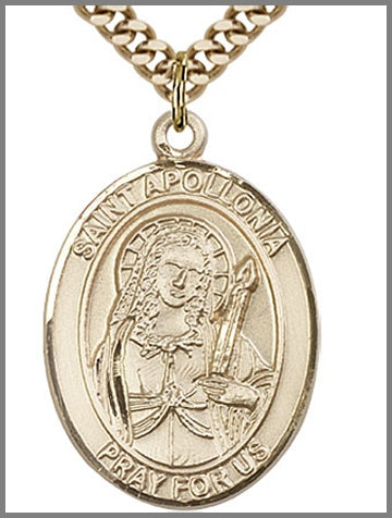 St. Apollonia Medal, 14kt Gold Filled, 1"x3/4",  Your Choice of Chain, # 49009
