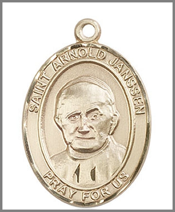 St. Arnold Janssen Medal, Solid 14kt Gold, 1"x3/4", Free Chain, # 49013