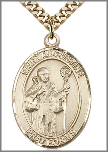 St. Augustine Medal, 14kt Gold Filled, 1"x3/4",  Your Choice of Chain, # 49018