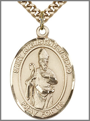 St. Augustine of Hippo, 14kt Gold Filled, 1"x3/4",  Your Choice of Chain, # 49021