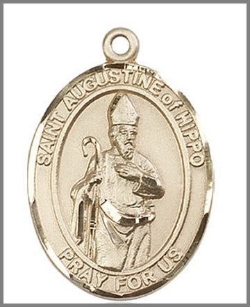 St. Augustine of Hippo, Solid 14kt Gold, 1"x3/4", Free Chain, # 49022